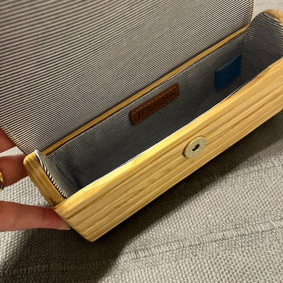 J. McLaughlin Wooden Clutch with Cream Accent - Picture 2 of 2
